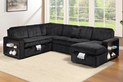 F7477 Black 4-Piece Convertible Sectional — main view