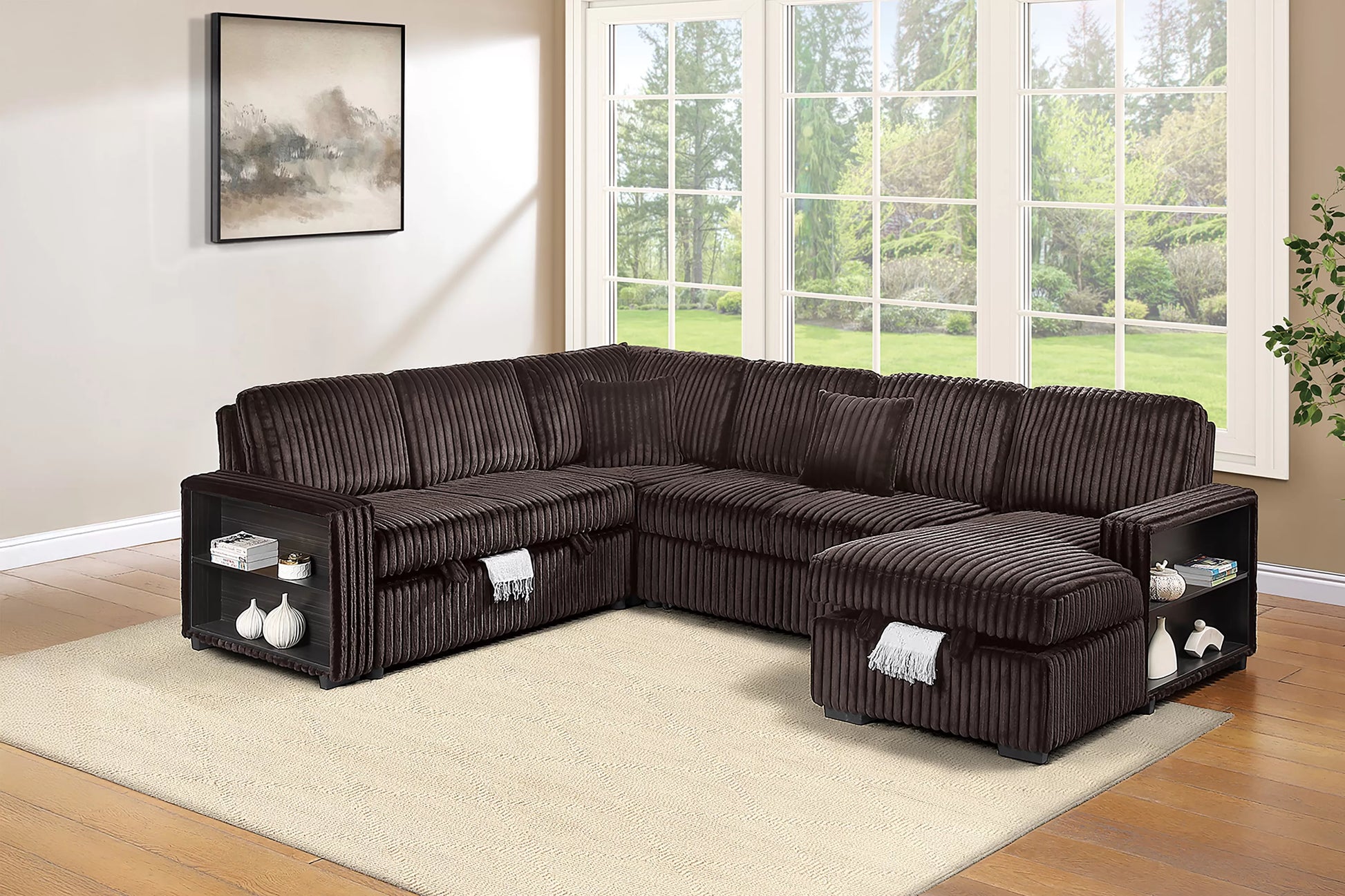 F7478 Coffee 4-Piece Convertible Sectional — view 3