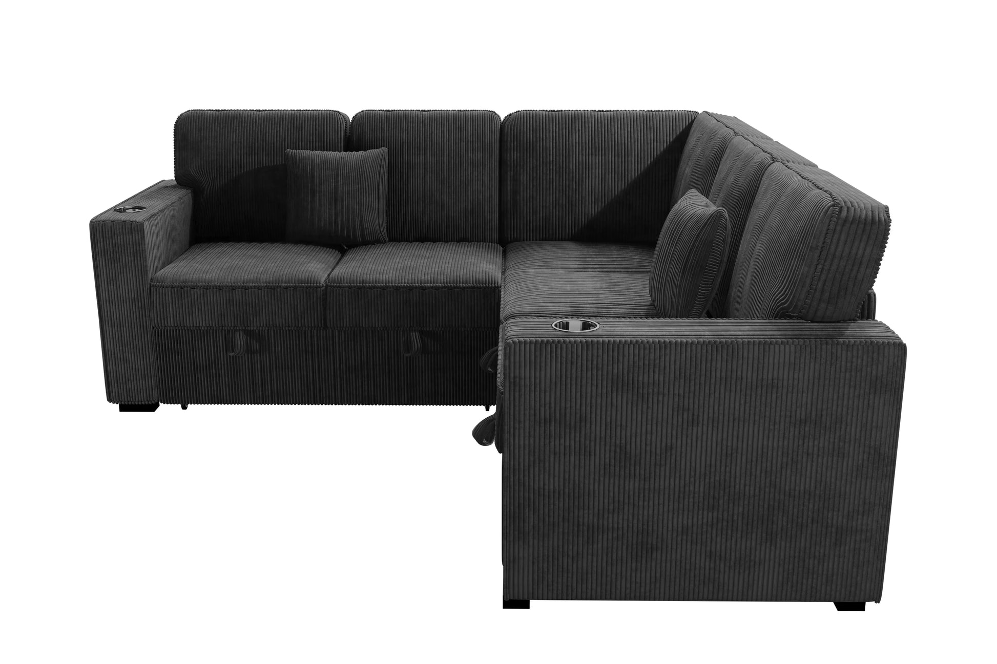 F7479 Black 3-Piece Convertible Sectional — view 5
