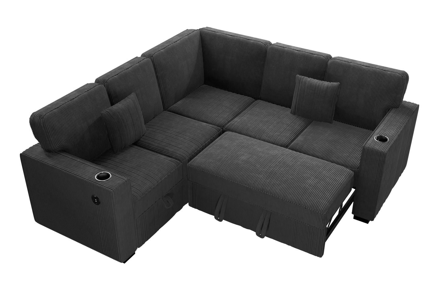 F7479 Black 3-Piece Convertible Sectional — view 7