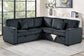 F7479 Black 3-Piece Convertible Sectional — main view