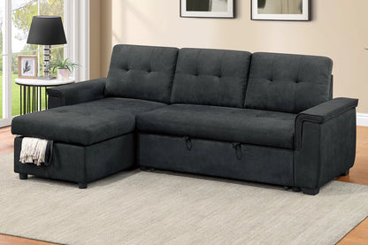F7491 Black 2-Piece Convertible Sectional — main view