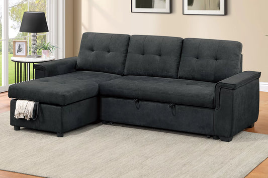 F7491 Black 2-Piece Convertible Sectional — main view