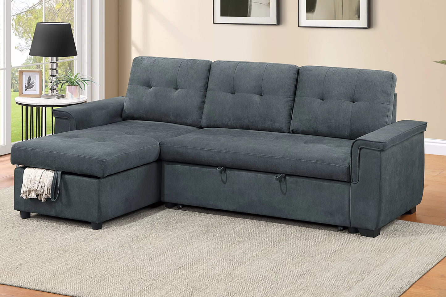 F7492 Ash Black 2-Piece Convertible Sectional — main view
