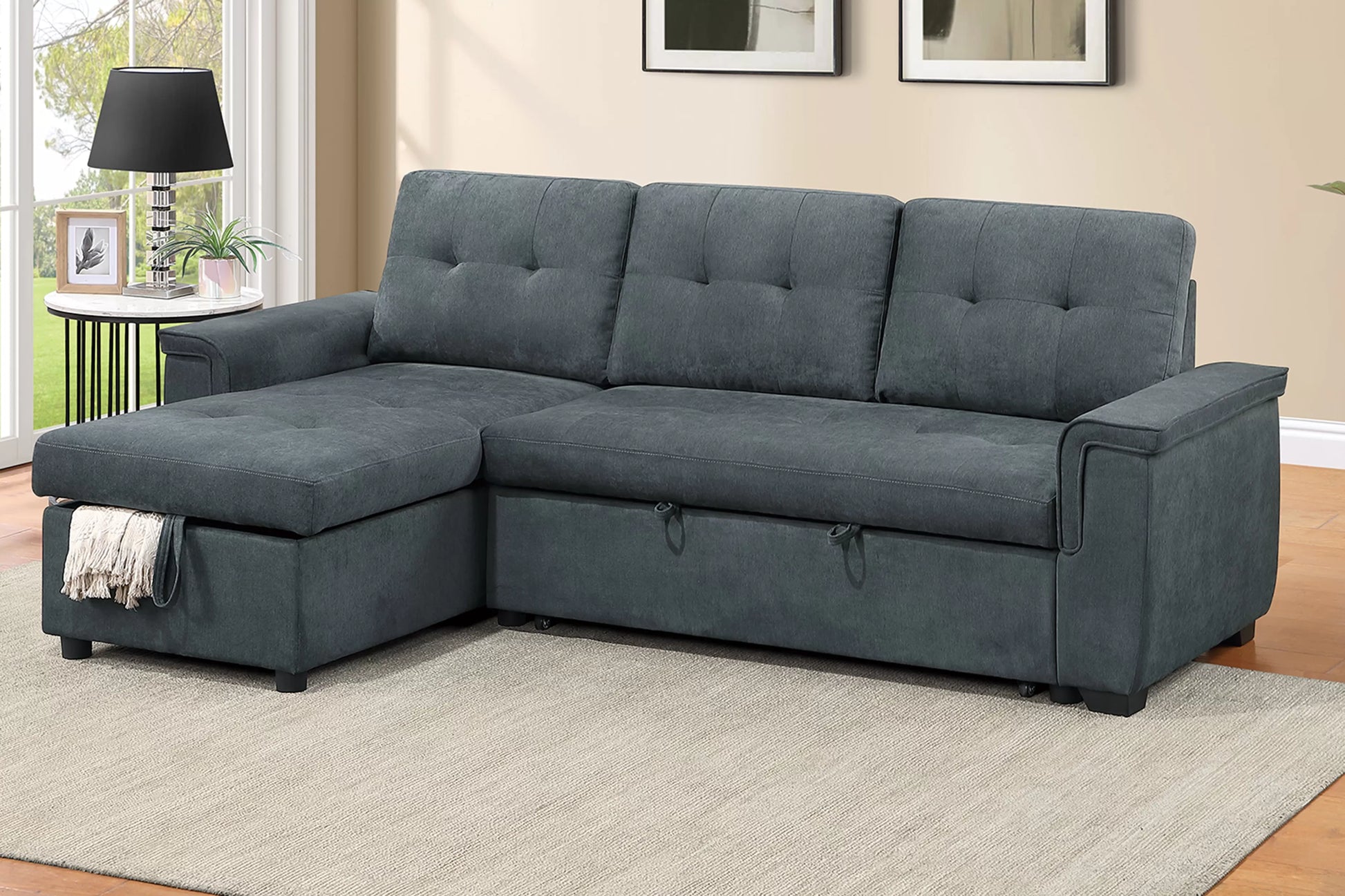 F7492 Ash Black 2-Piece Convertible Sectional — main view