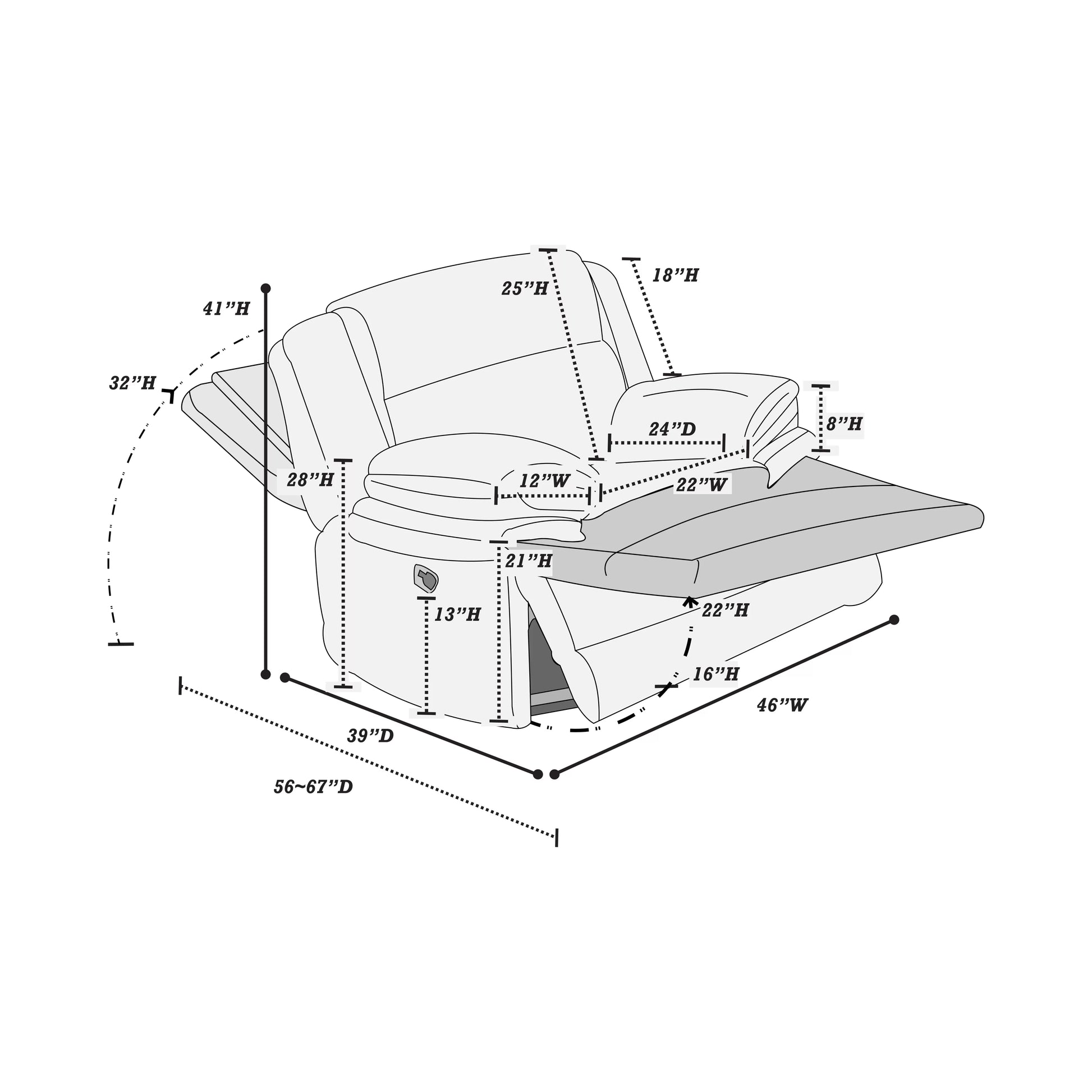 Poundex F8134 recliner view 10