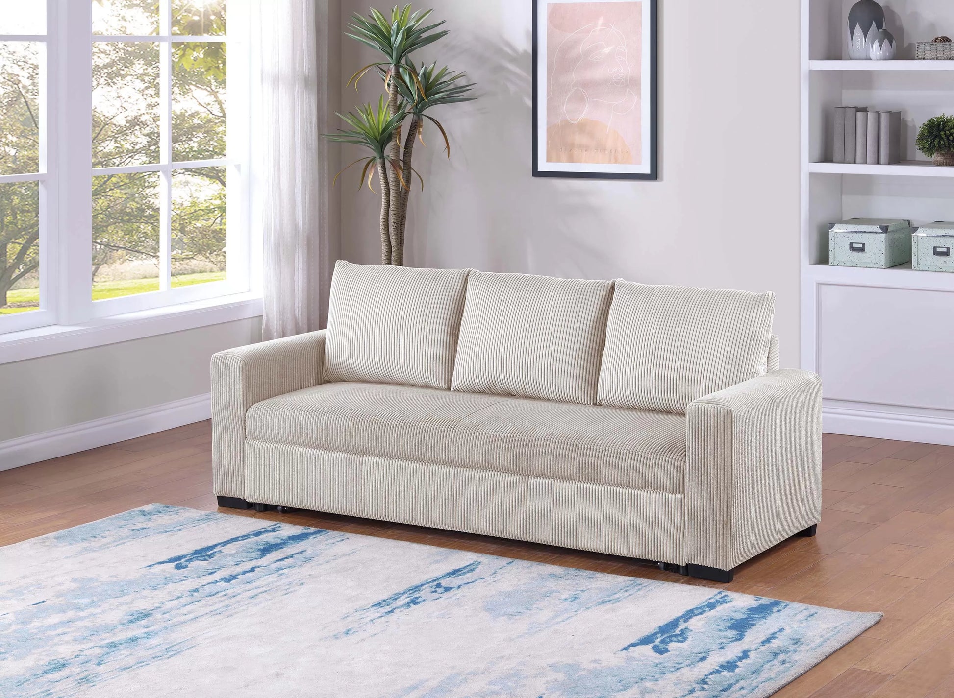 F8526 Ivory Convertible Sofa — main view