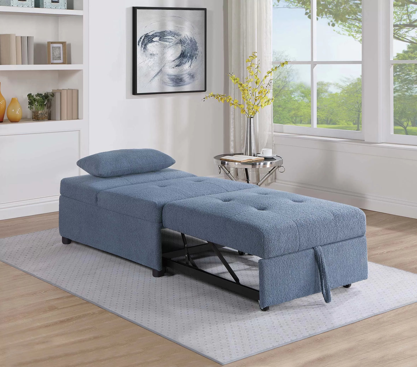 F8532 Blue Convertible Sofa — view 3