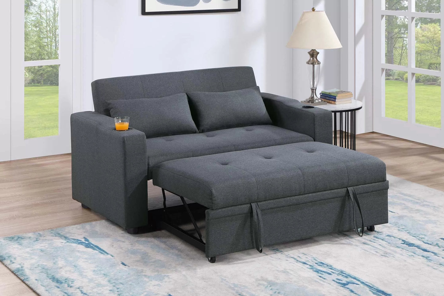 F8533 Charcoal Convertible Sofa — view 2