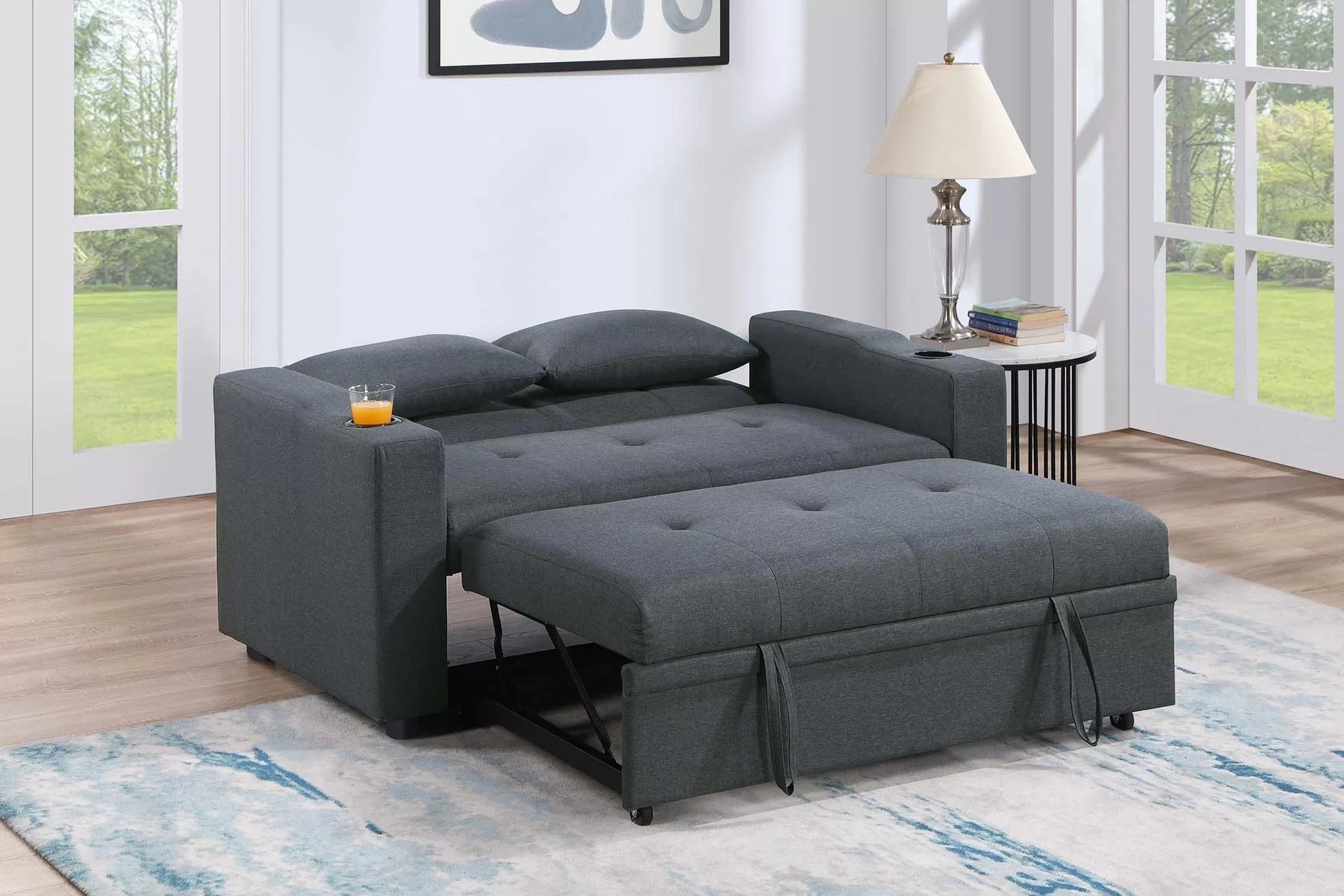 F8533 Charcoal Convertible Sofa — view 3