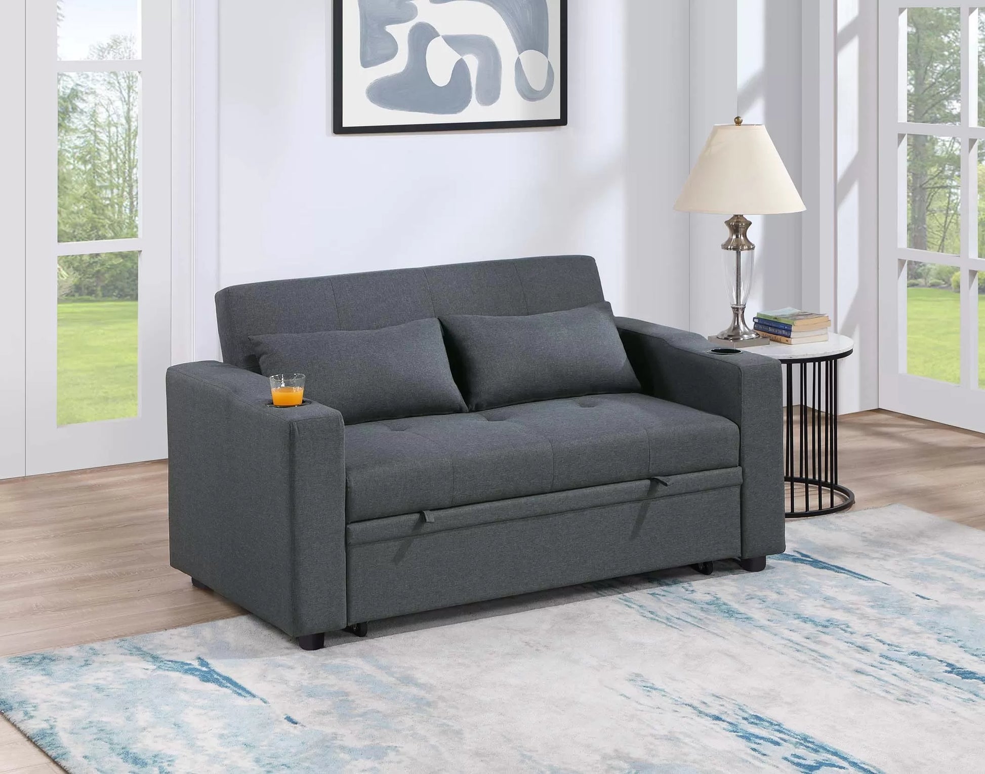F8533 Charcoal Convertible Sofa — main view