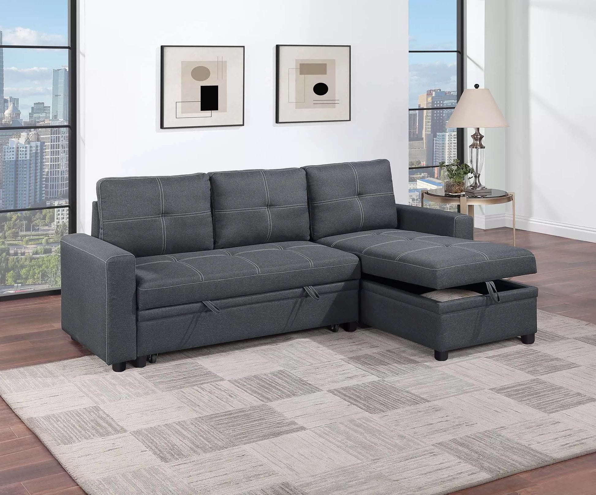 F8535 Charcoal Convertible Sectional — main view
