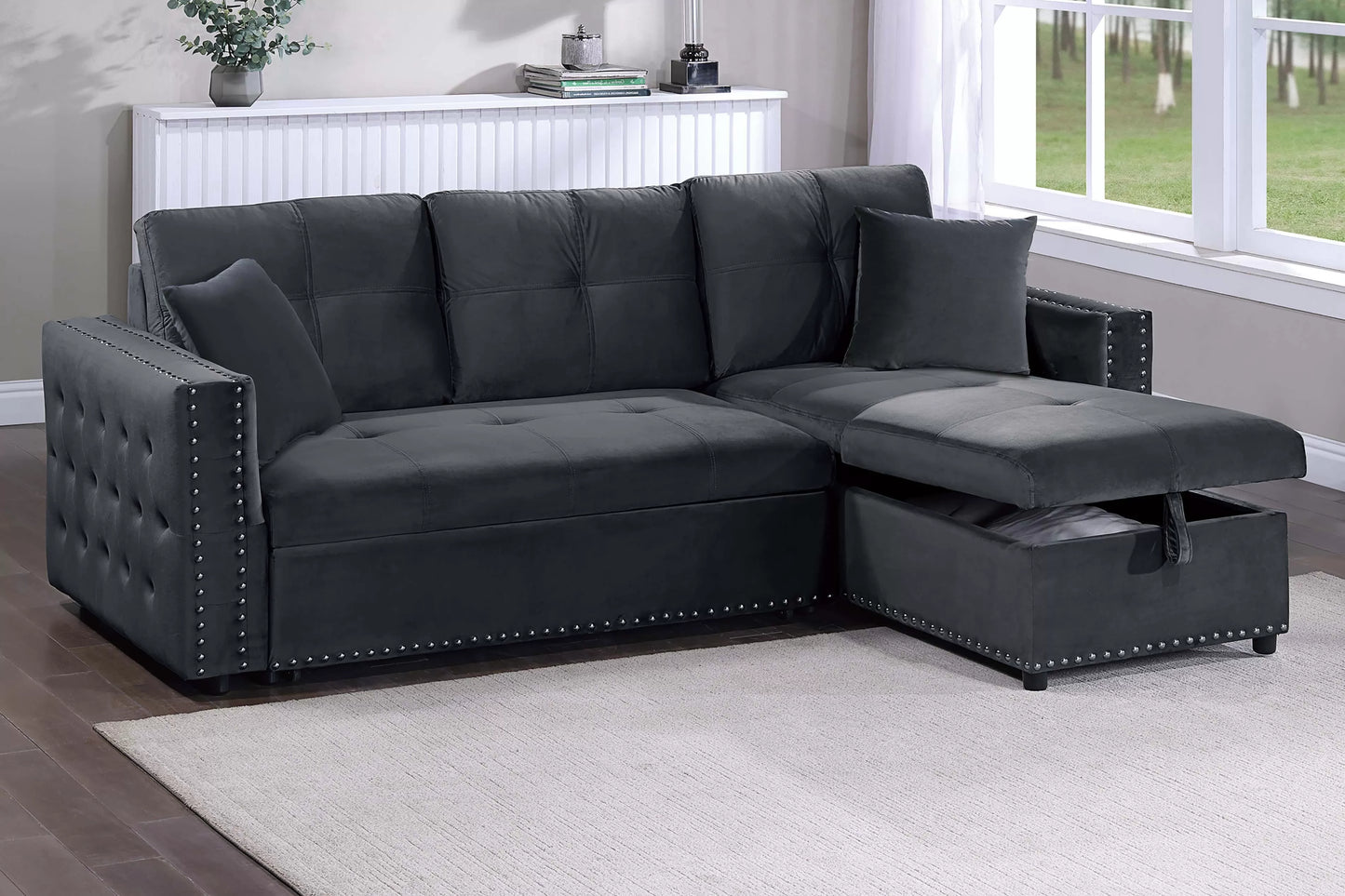 F8540 Black Convertible Sectional — main view