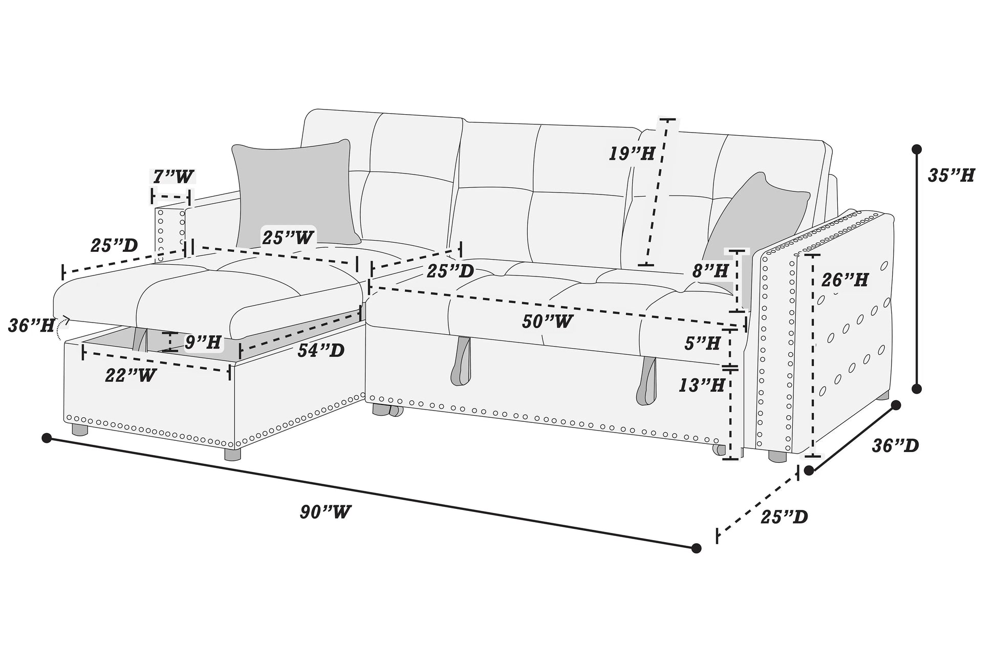 F8541 Smoke Convertible Sectional — view 9