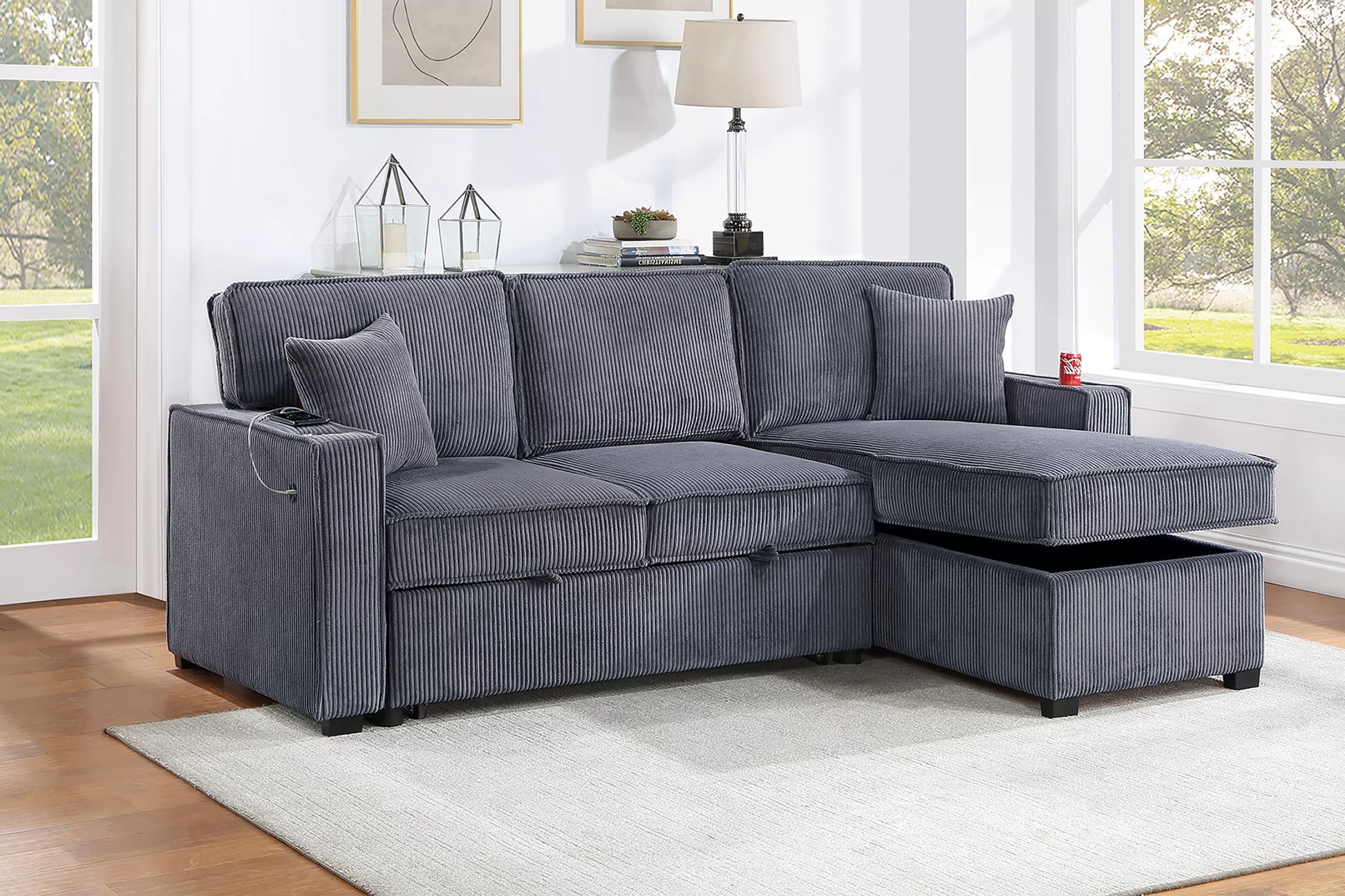 F8543 Dark Gray Convertible Sectional — main view