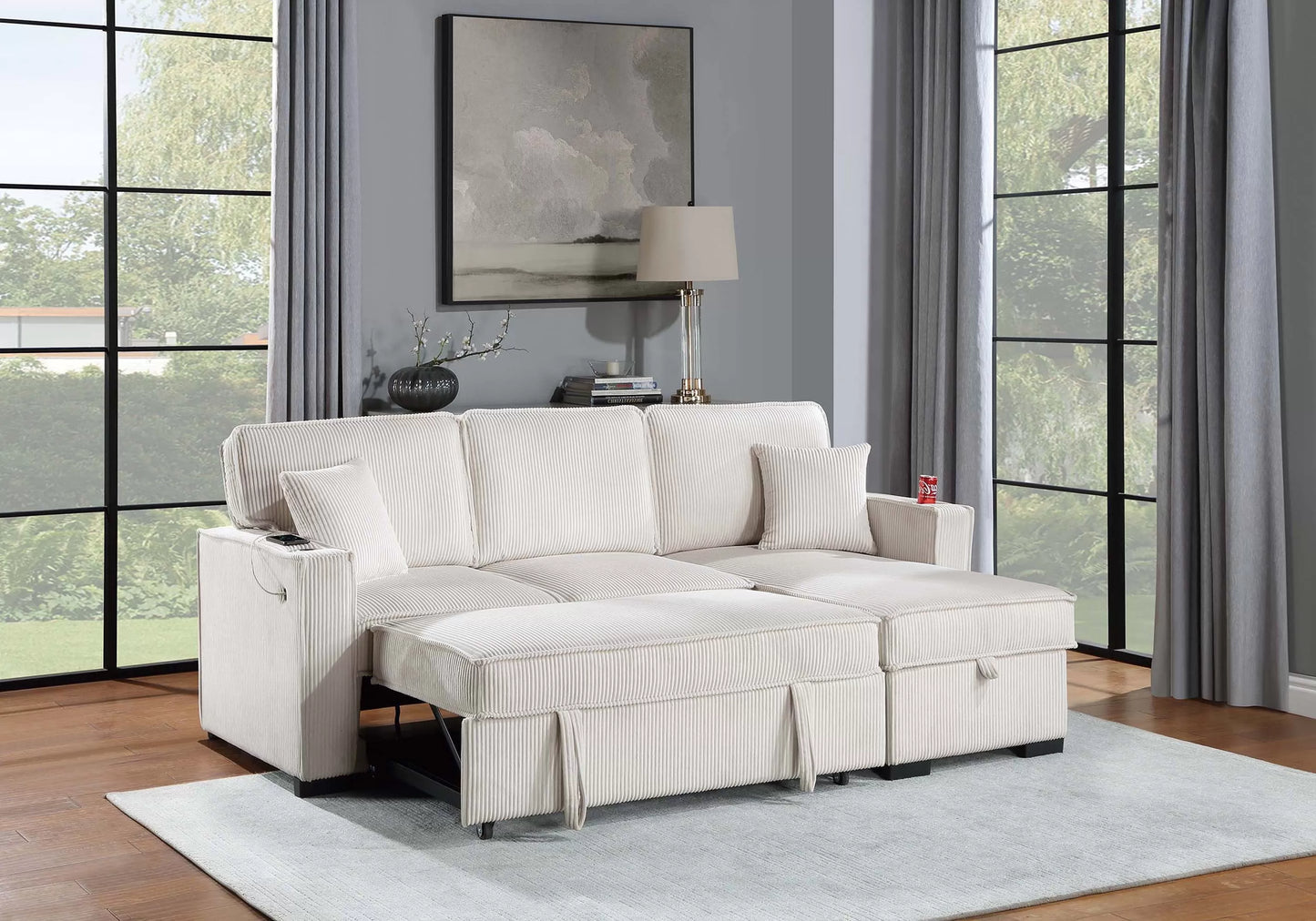 F8544 Beige Convertible Sectional — view 2