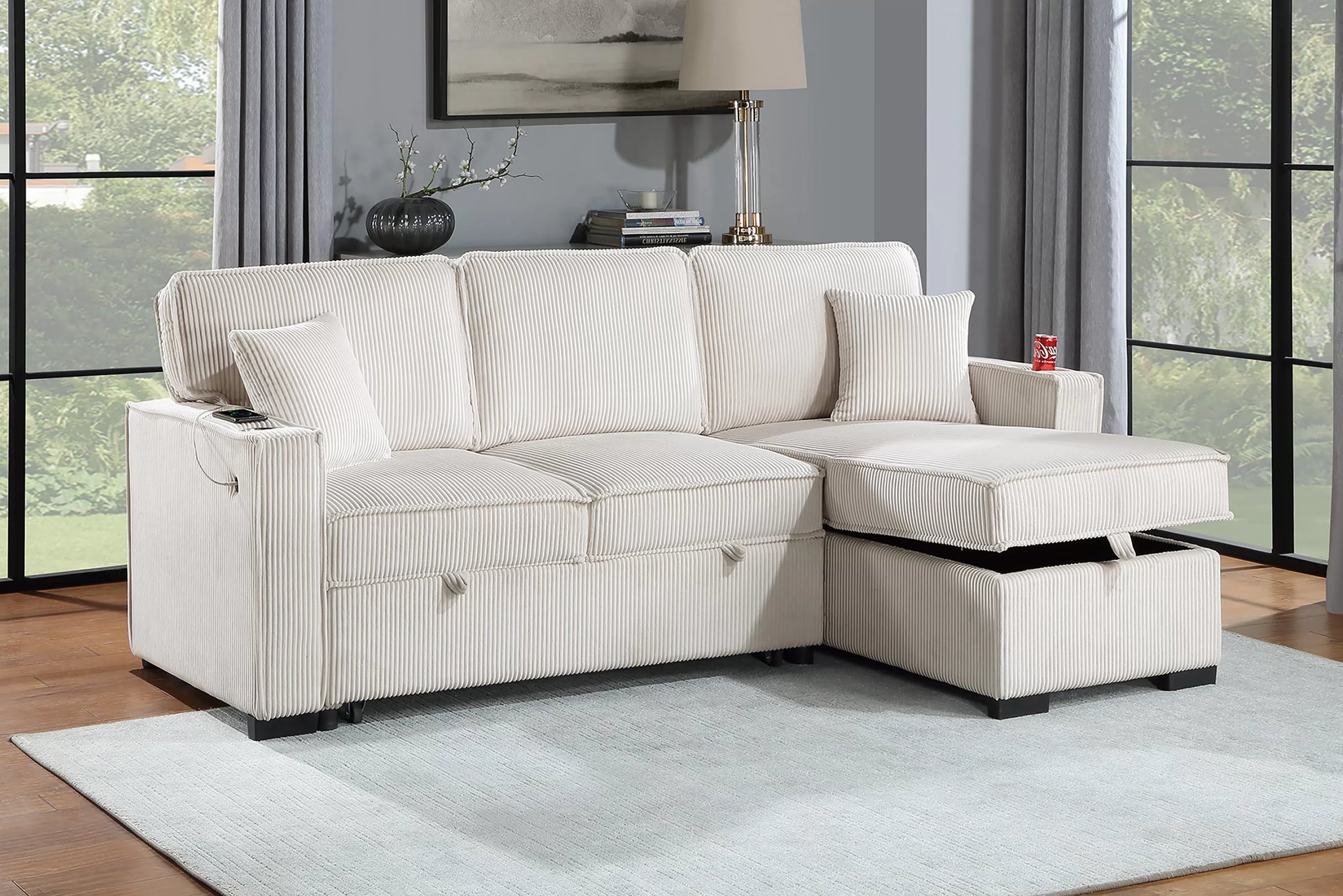 F8544 Beige Convertible Sectional — main view