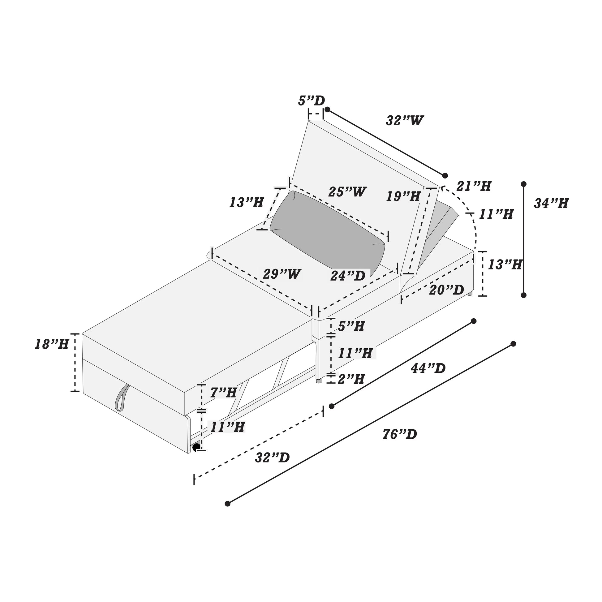 F8545 Smoke Convertible Sofa — view 13
