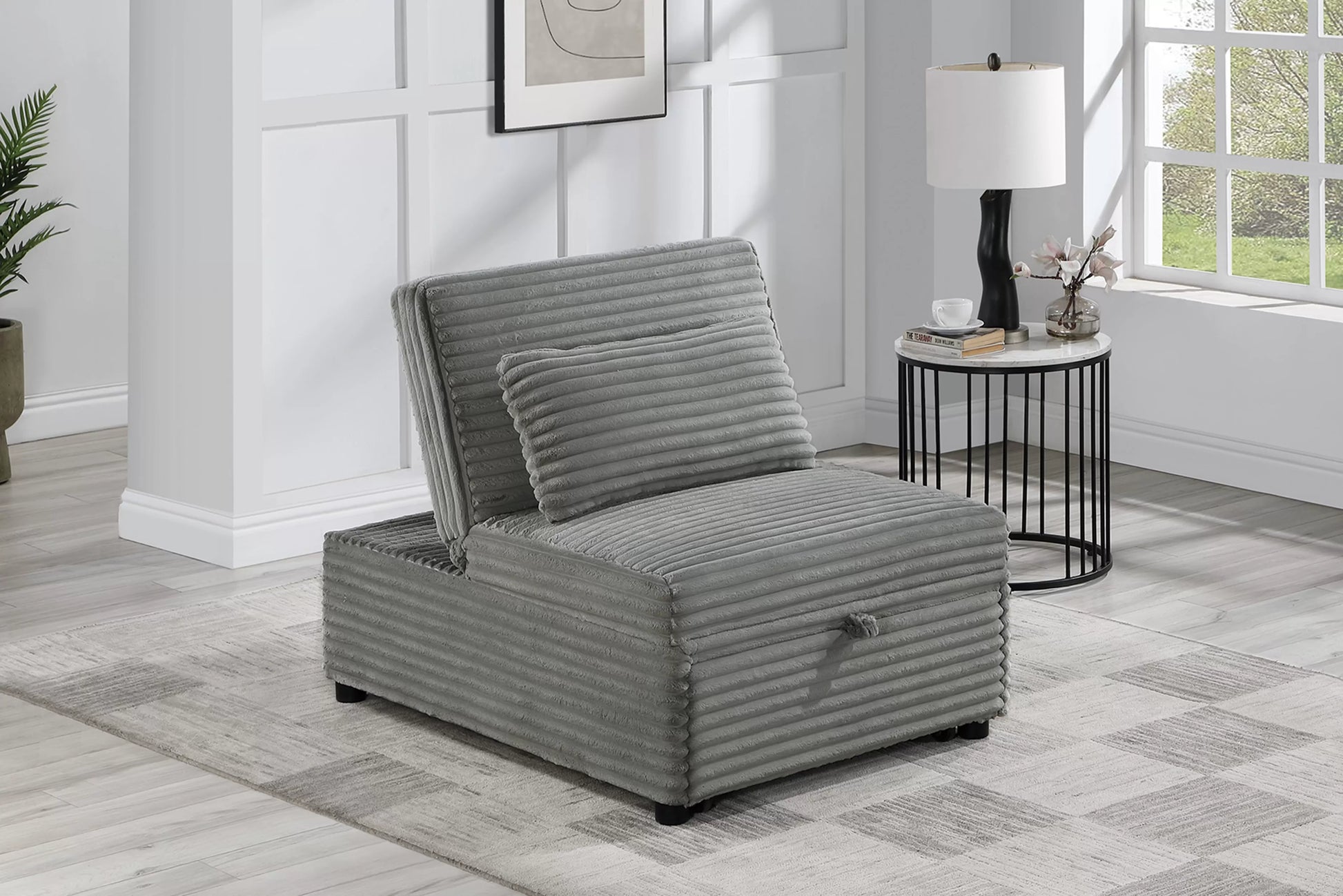 F8545 Smoke Convertible Sofa — main view