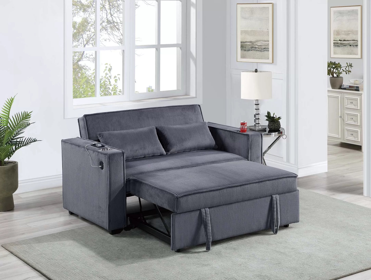 F8547 Dark Gray Convertible Sofa — view 2
