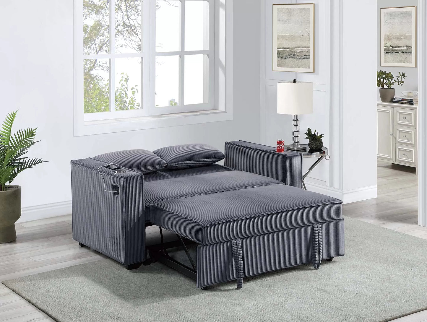 F8547 Dark Gray Convertible Sofa — view 3