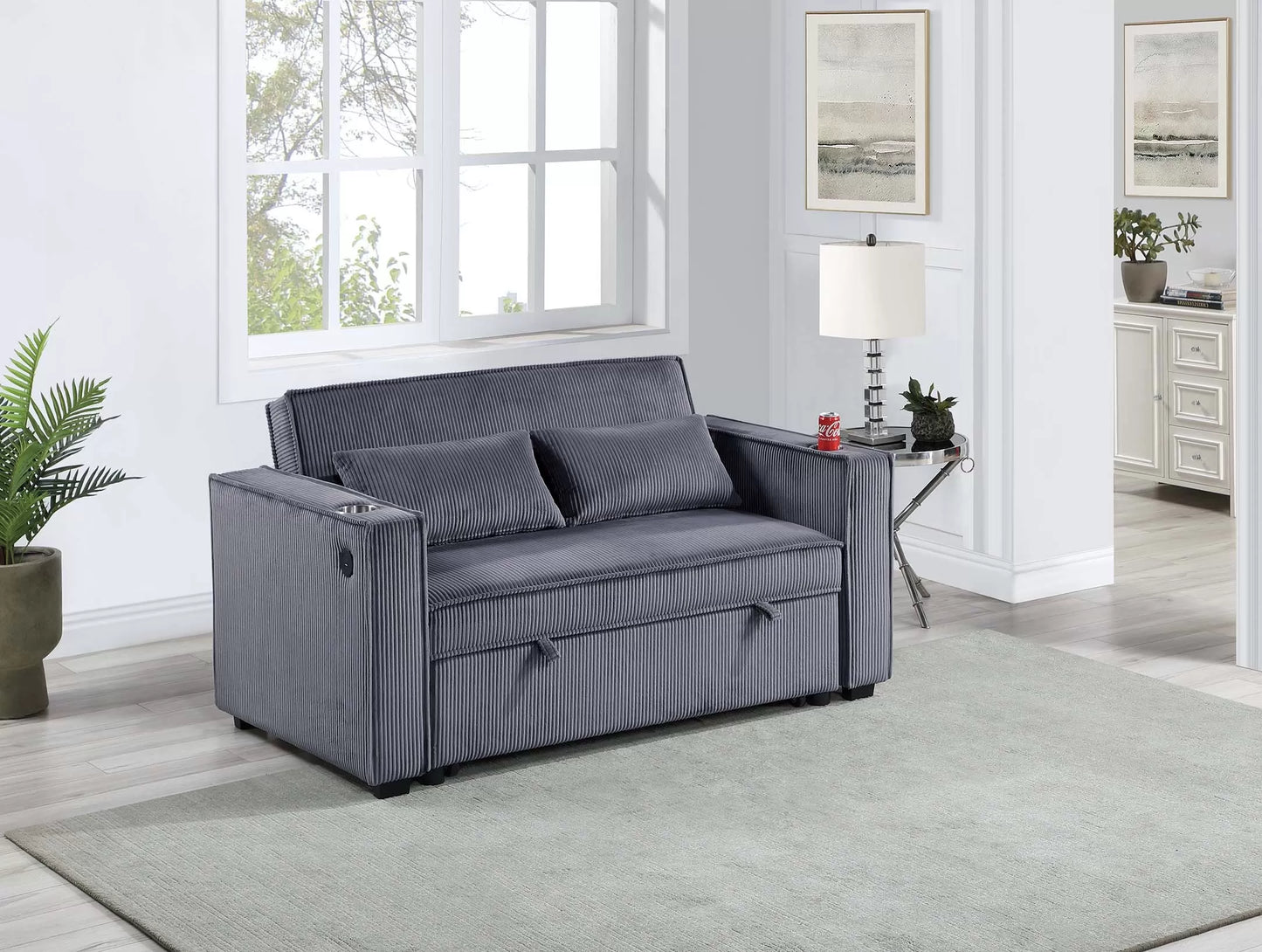 F8547 Dark Gray Convertible Sofa — main view