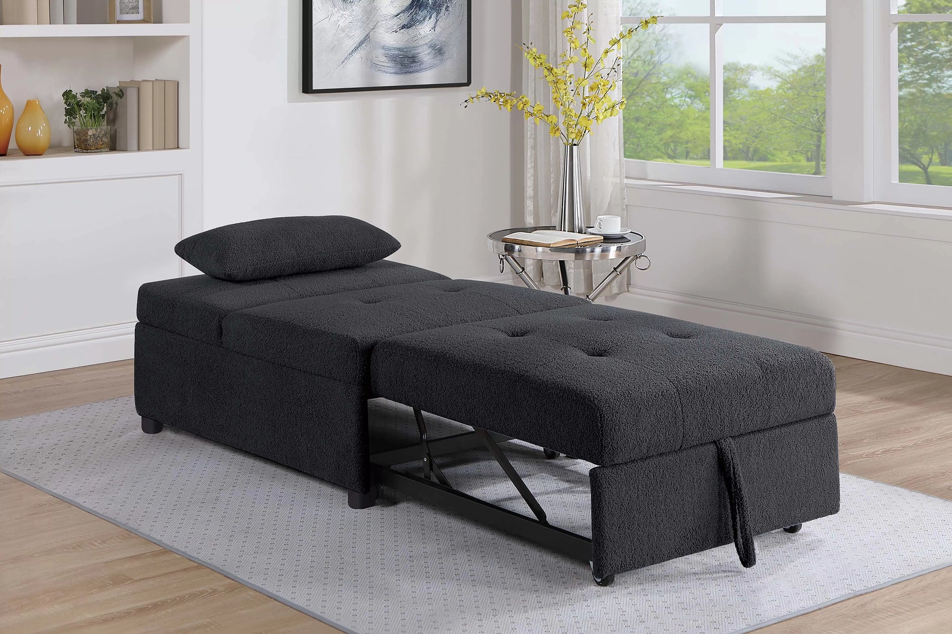 F8549 Black Convertible Sofa — view 3