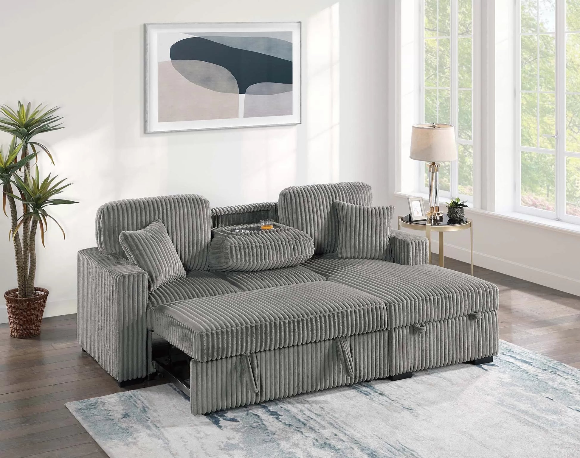 F8551 Smoke 2-Piece Convertible Sectional — view 2
