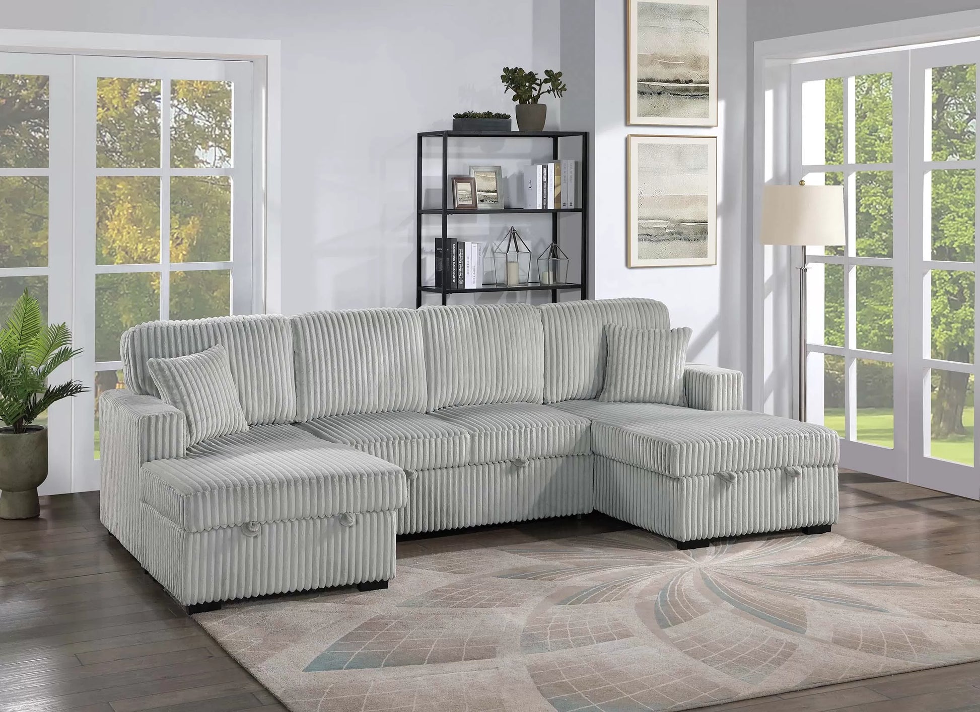 F8558 Ash 3-Piece Convertible Sectional — main view