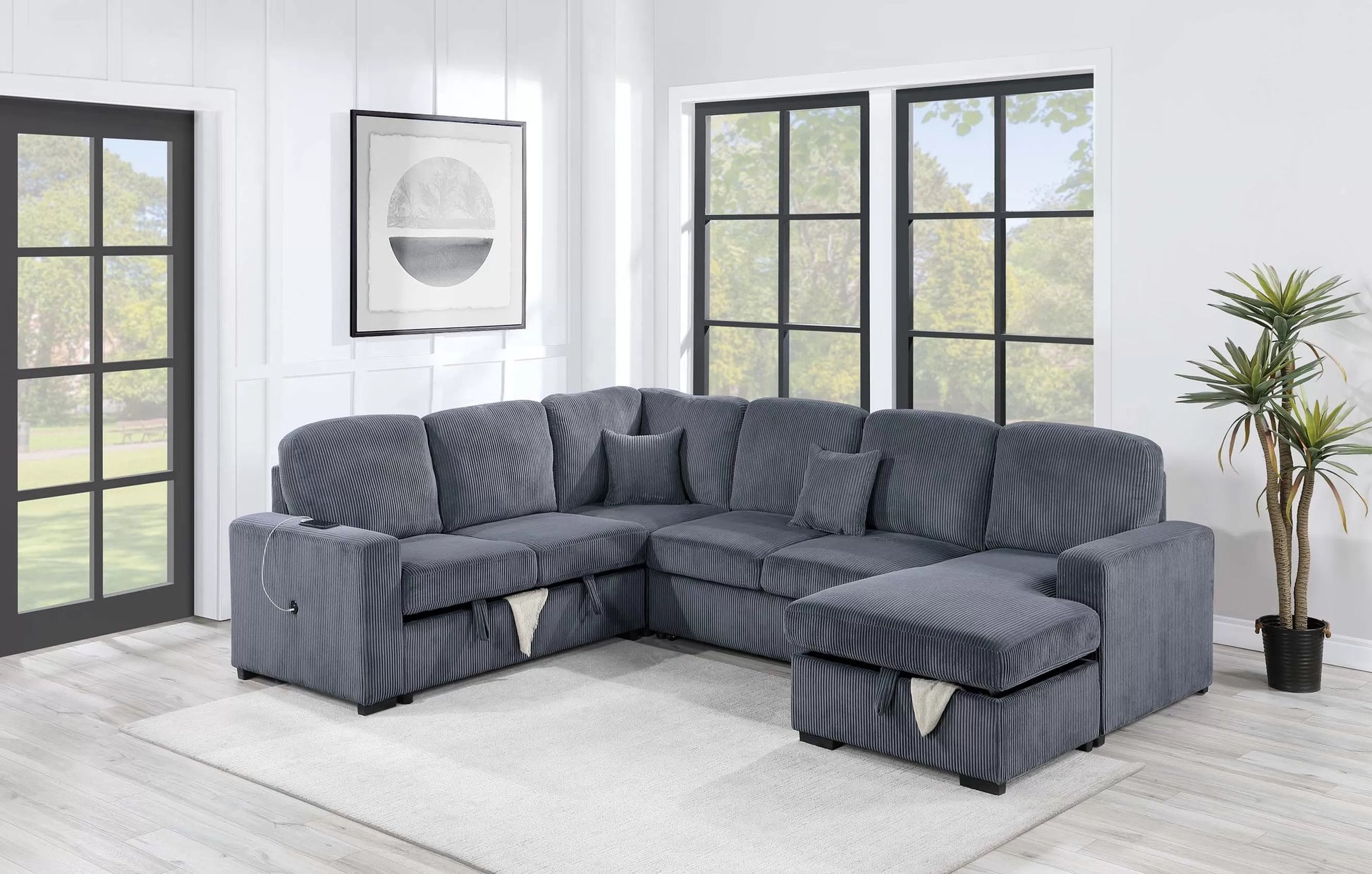 F8559 Dark Gray 4-Piece Convertible Sectional — main view