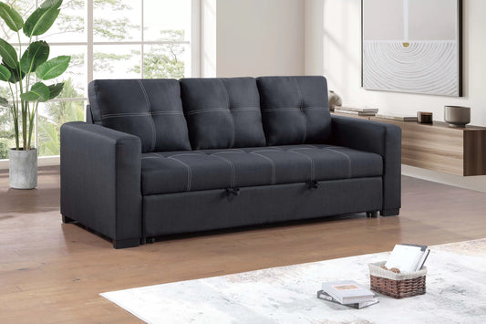 F8563 Black Convertible Sofa — main view