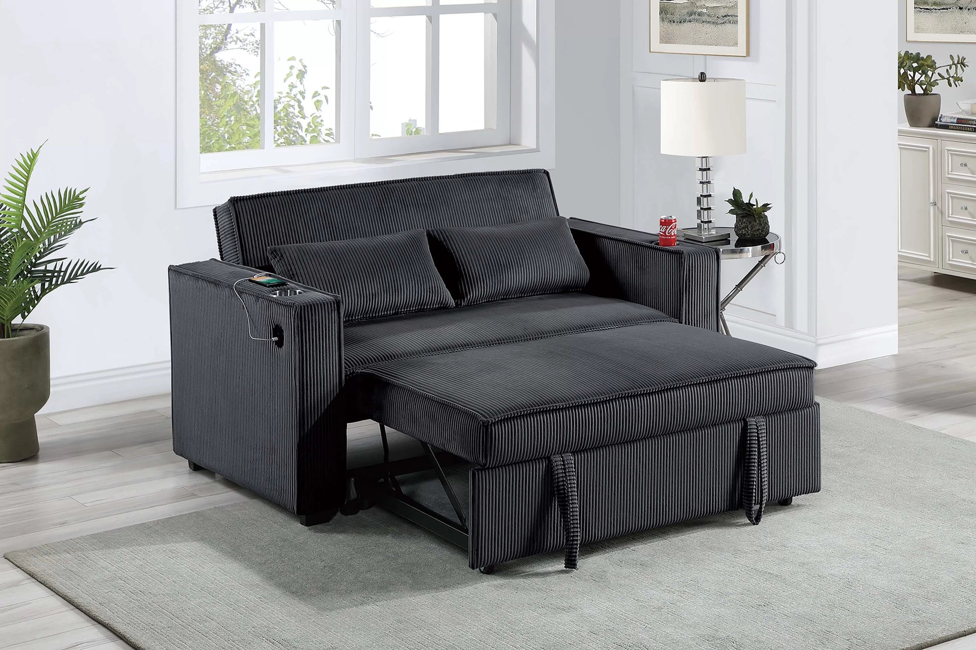 F8568 Black Convertible Sofa — view 2