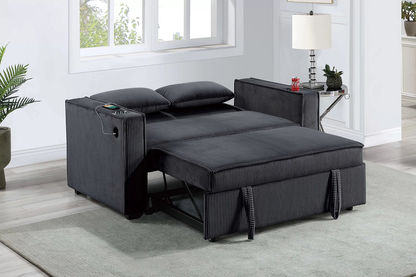 F8568 Black Convertible Sofa — view 3