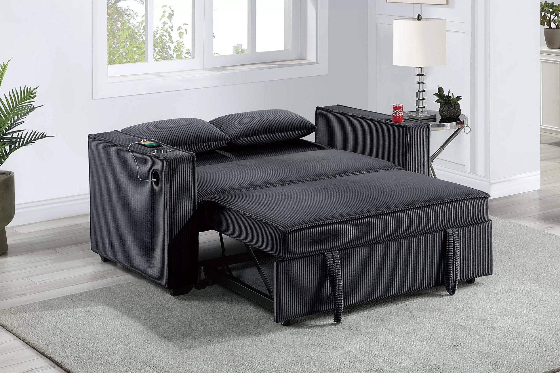 F8568 Black Convertible Sofa — view 3
