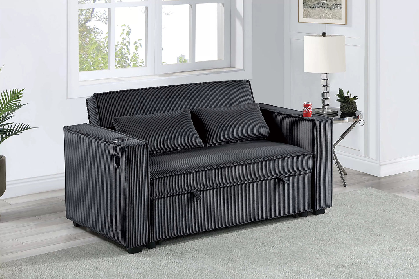 F8568 Black Convertible Sofa — main view