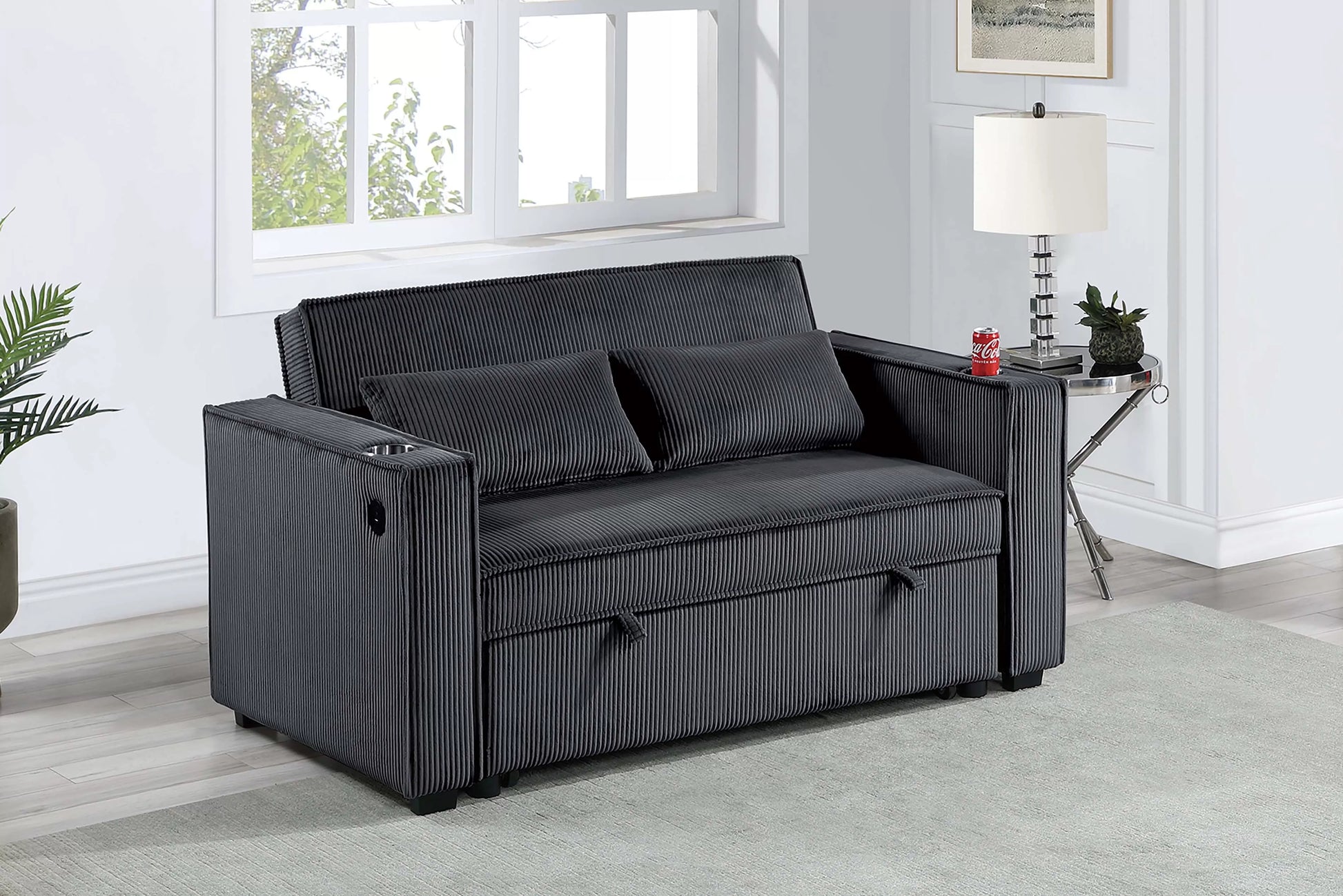 F8568 Black Convertible Sofa — main view