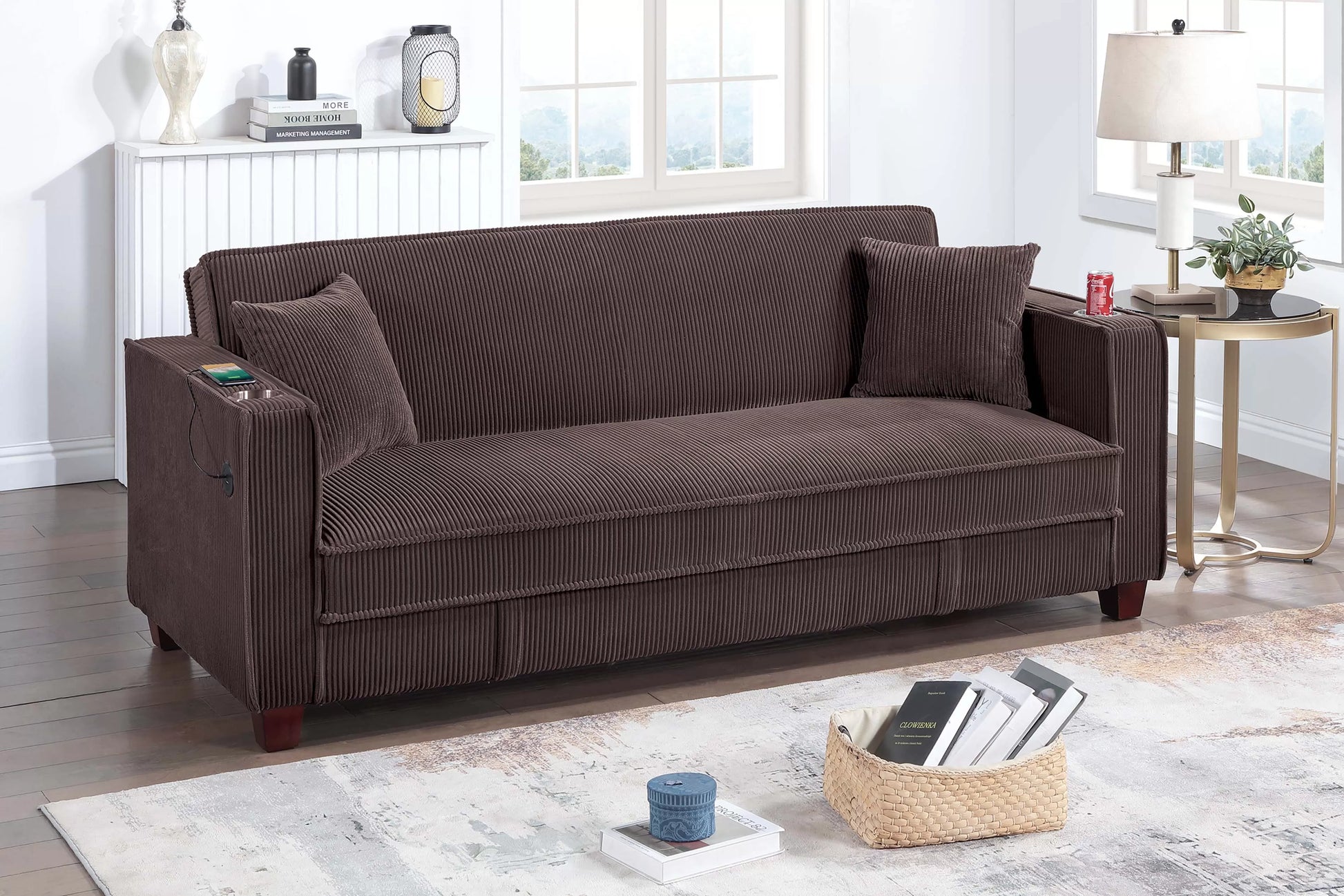 F8570 Chocolate Convertible Sofa