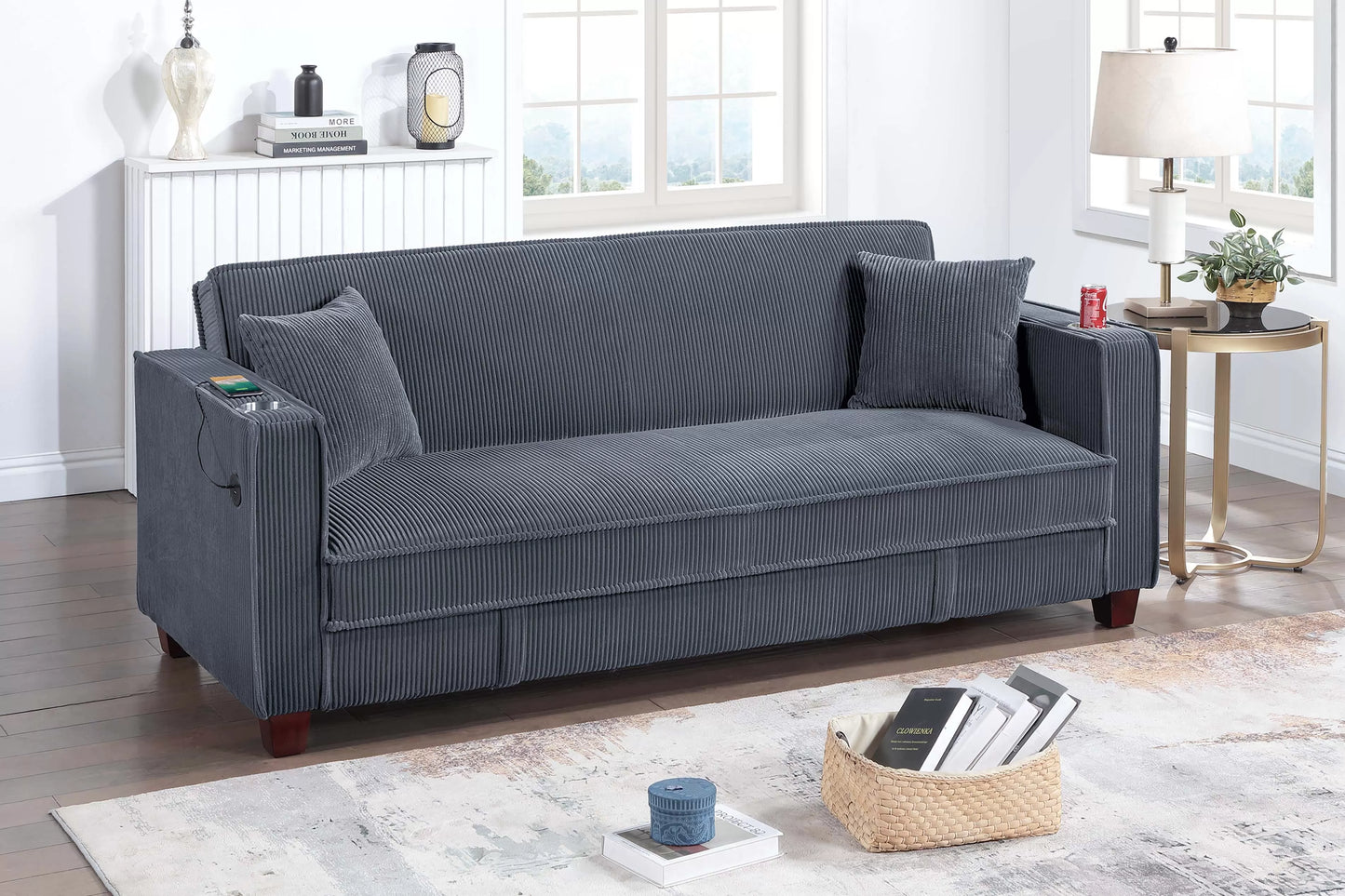 F8571 Dark Gray Convertible Sofa