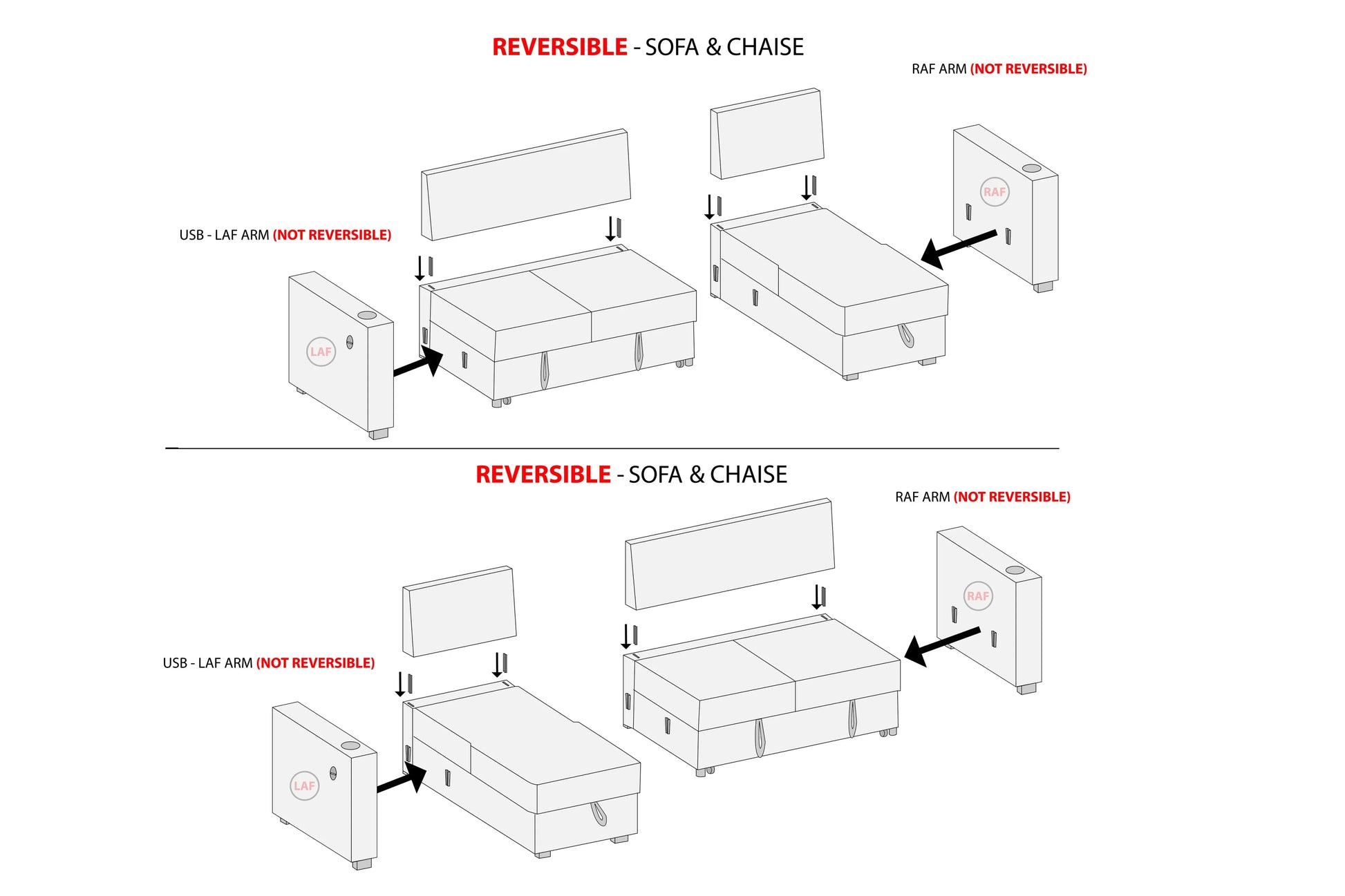 F8572 Black Convertible Sectional — view 11