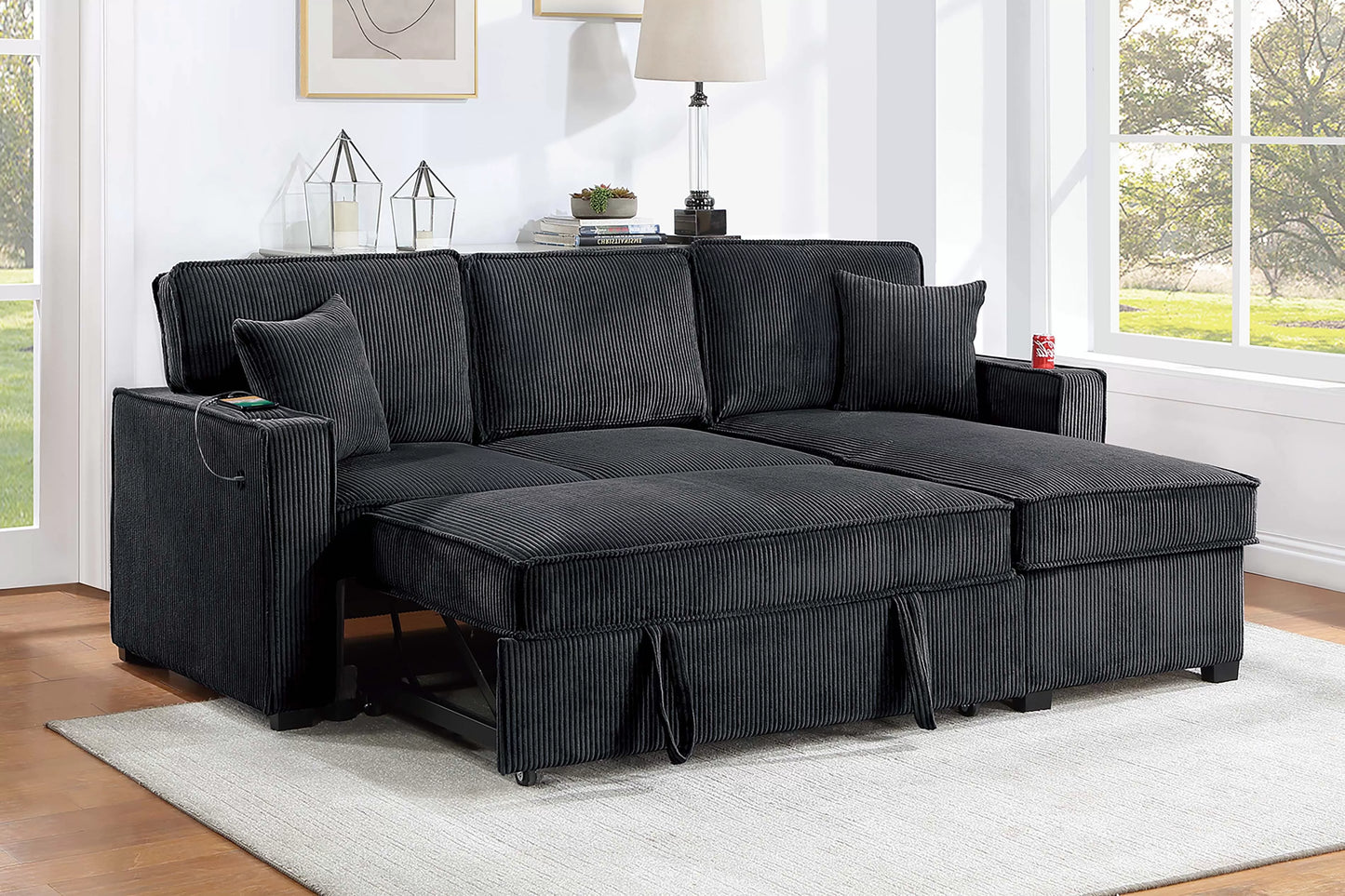 F8572 Black Convertible Sectional — view 2