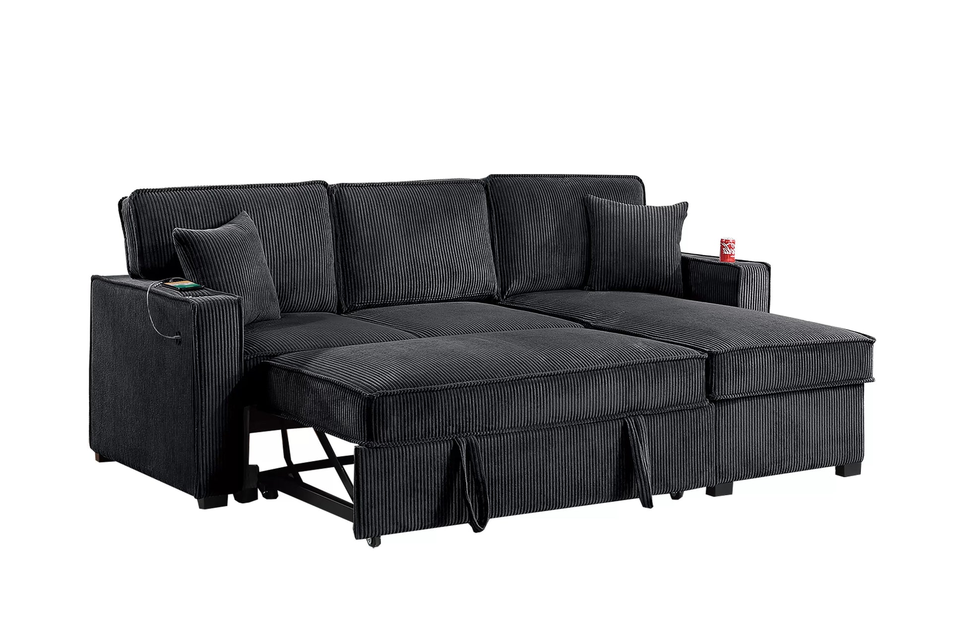 F8572 Black Convertible Sectional — view 7