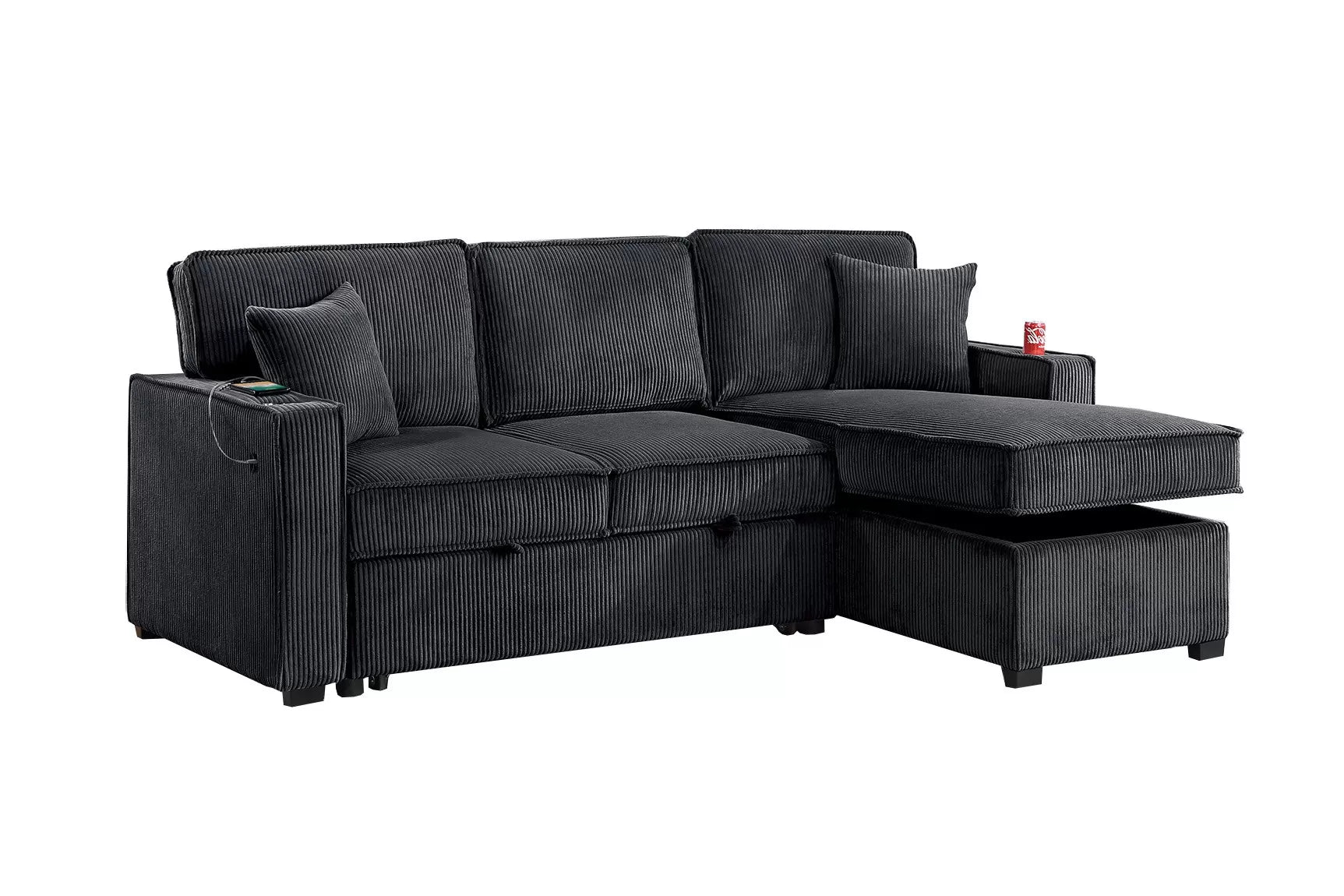 F8572 Black Convertible Sectional — view 8