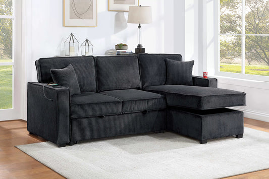 F8572 Black Convertible Sectional — main view