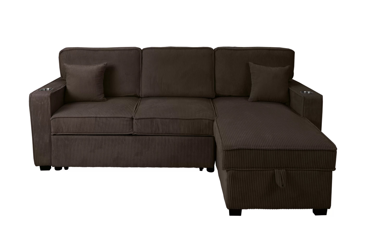 F8573 Chocolate Convertible Sectional — view 3