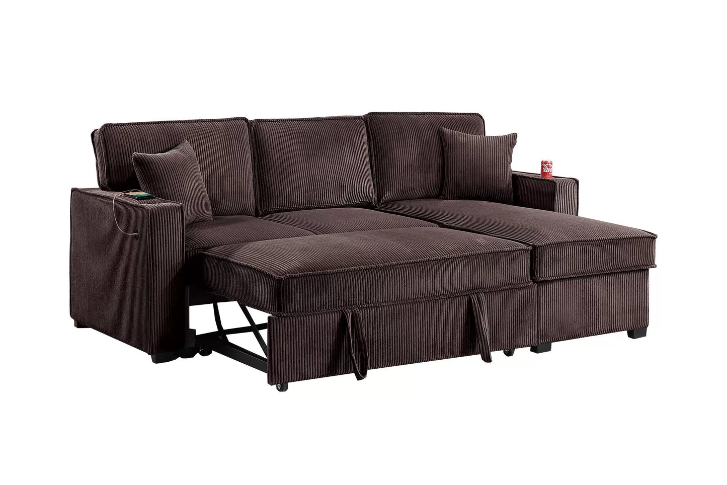F8573 Chocolate Convertible Sectional — view 7