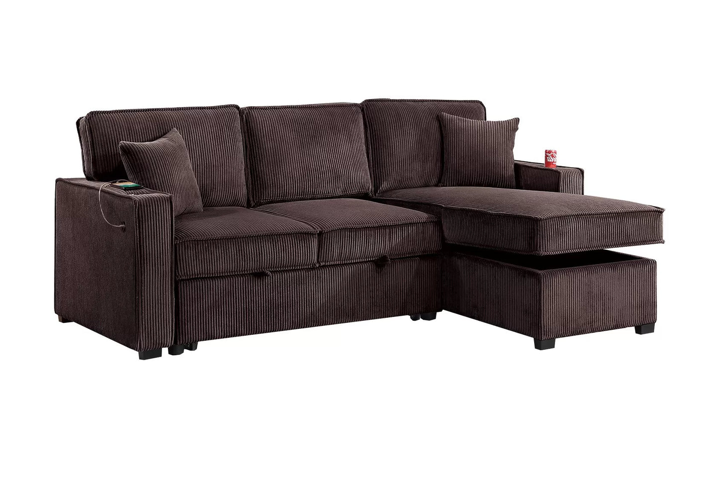 F8573 Chocolate Convertible Sectional — view 8