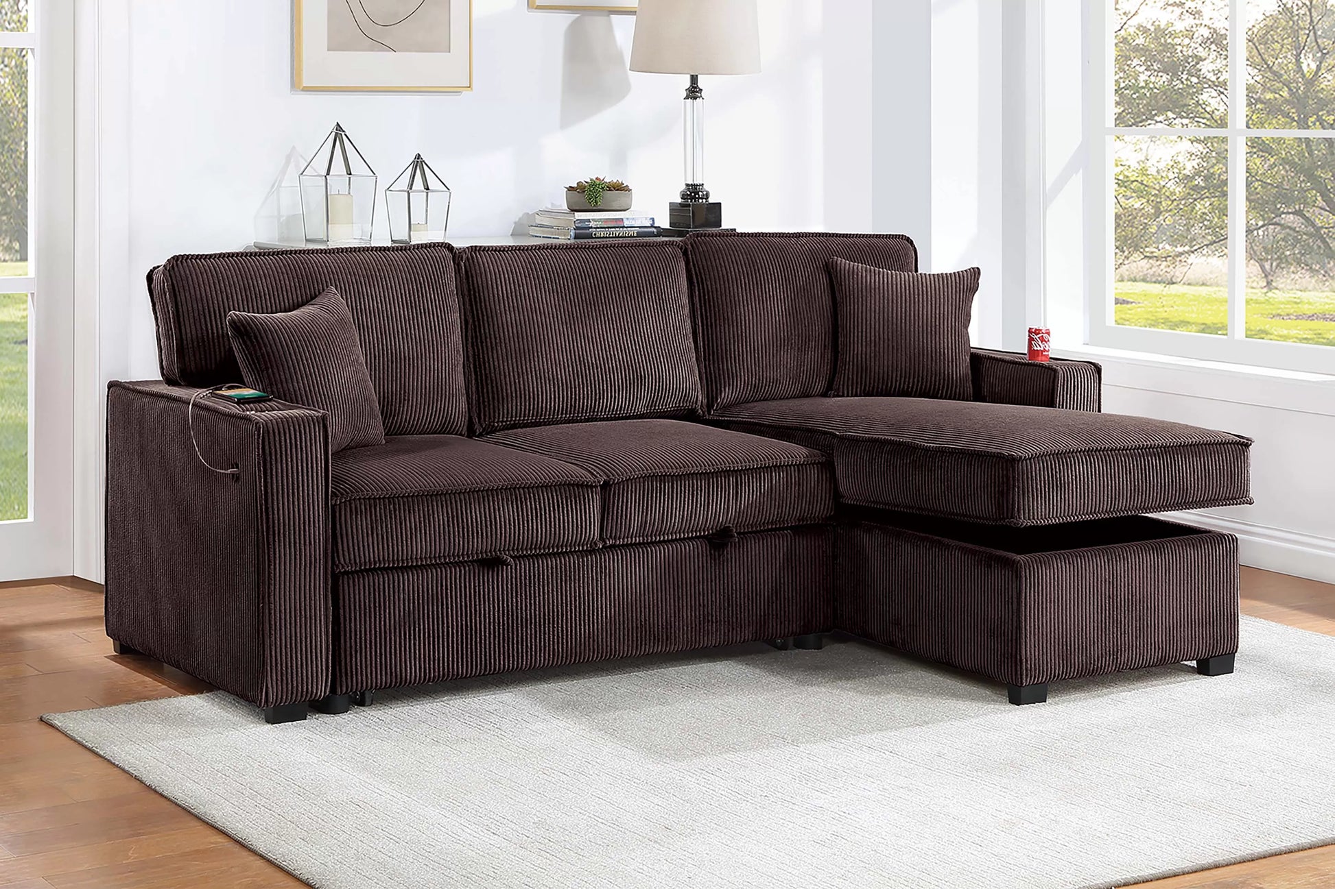 F8573 Chocolate Convertible Sectional — main view