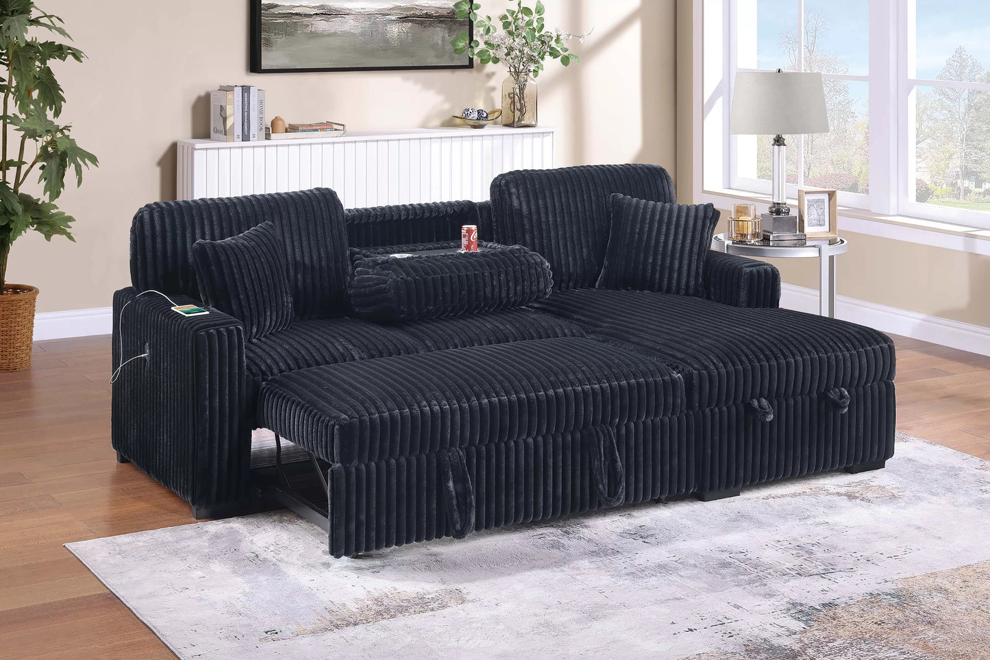 F8574 Black Convertible Sectional — view 2