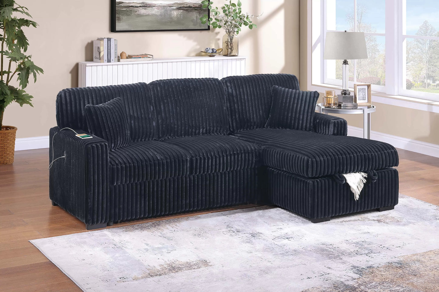 F8574 Black Convertible Sectional — main view