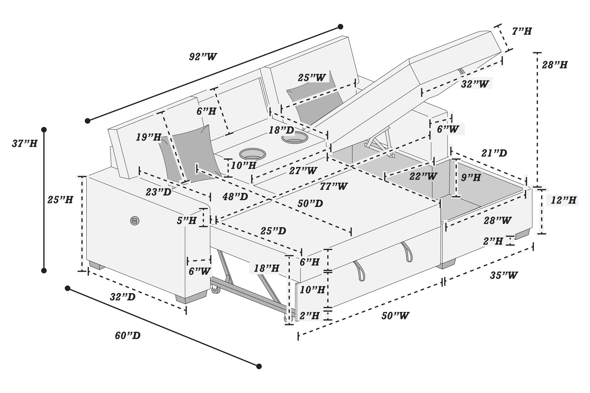 F8575 Coffee Convertible Sectional — view 5